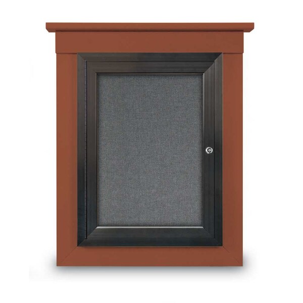 72"x48" 3-Door Enclosed Letterboard, Header, Blue Vinyl/Cherry